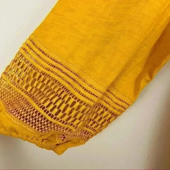 Ava & Viv Golden Yellow V-Neck Balloon Sleeve Cotton Light Weight Blouse Size14W - Picture 7 of 11